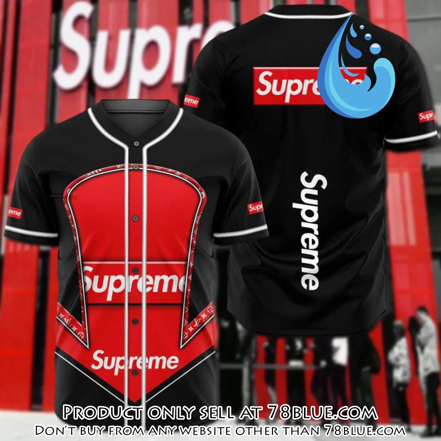 Supreme black red baseball jersey shirt luxury bjs1240 78b5406310